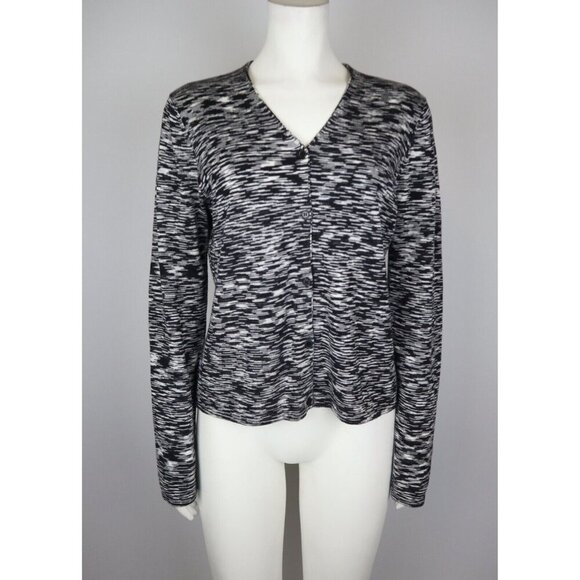 JONES NEW YORK - WOMEN'S BLACK & WHITE CARDIGAN SWEATER - SIZE PM - Picture 2 of 6